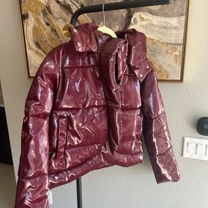 Collusion high shine hooded puffer